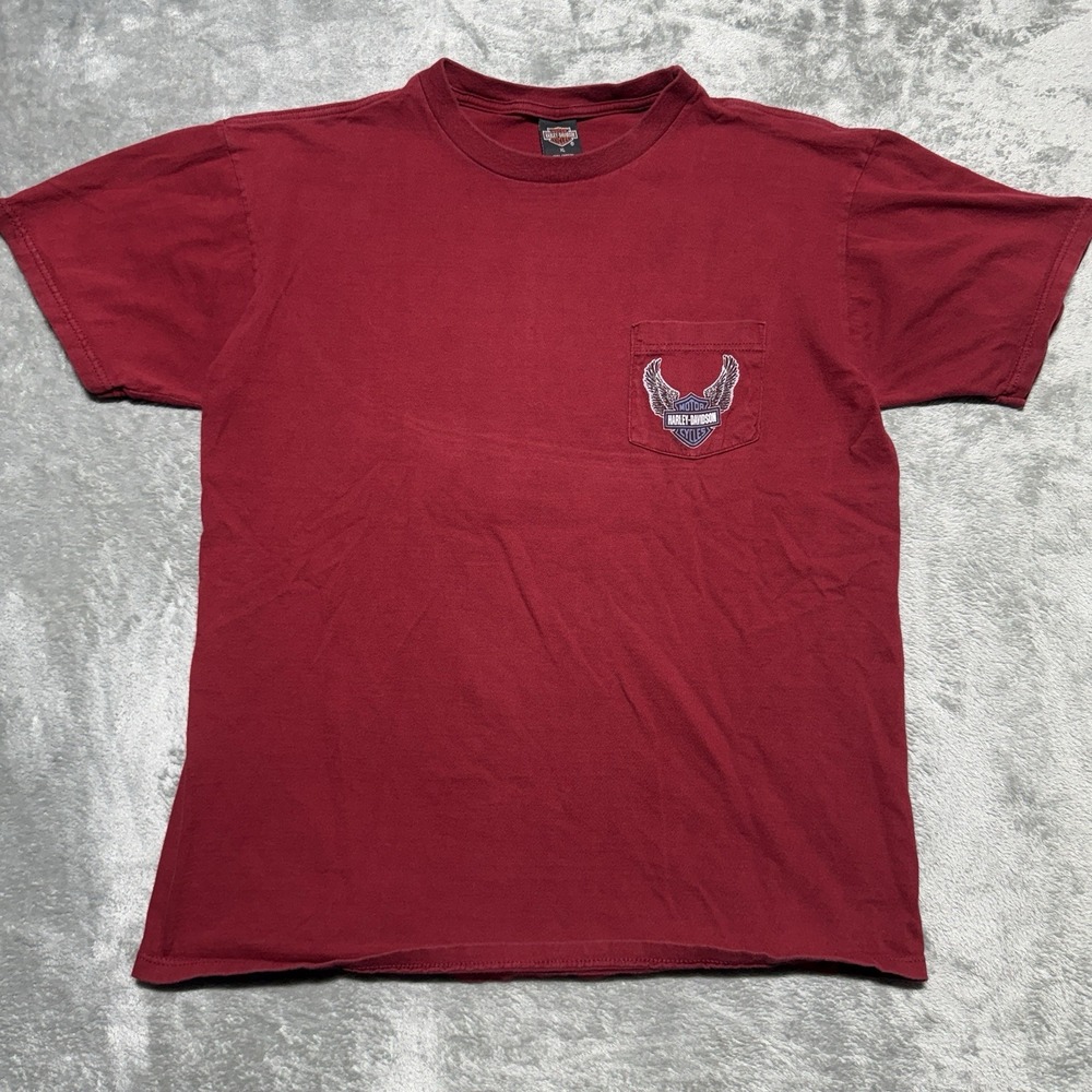 Vintage Harley Davidson Shirt Mens XL Red Pocket 2001 Dougs Florence SC Graphic